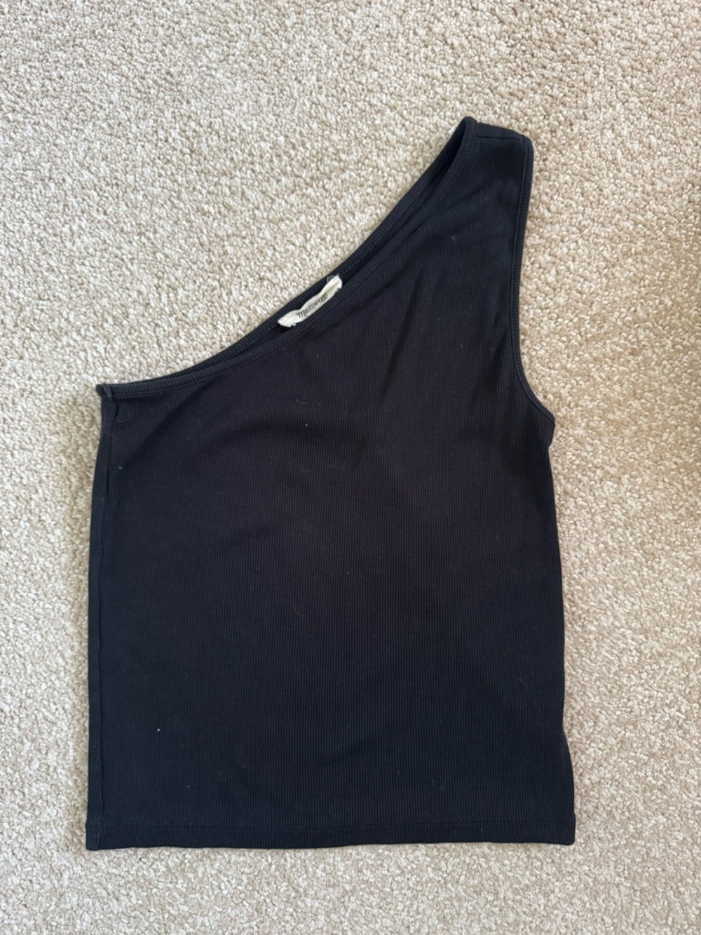 Madewell Black One-Shoulder Ribbed Tank